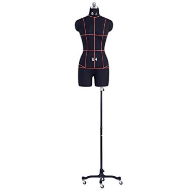 Imagem de CUTPOIY Manequim de costura feminina sobre rodas para roupas de costura, corpo de tronco de manequim plus size com suporte, forma de vestido feminino ajustável alfaiate costureiras manequim