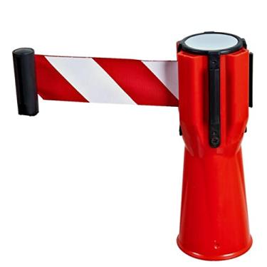 Imagem de Barreira de cinto retrátil de cone de estrada, barreira de isolamento de 10 m com botões de travamento, cintos de aviso controle de multidão para eventos esportivos públicos, desfiles, áreas potencia