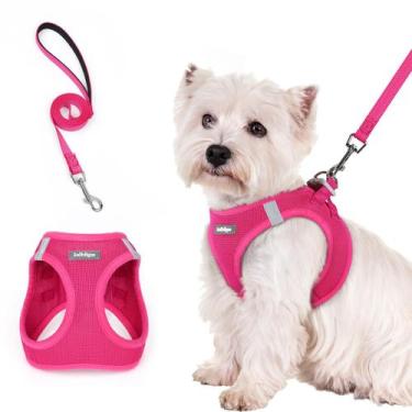 Imagem de Conjunto de arnês para cães rabbitgoo Step-in Small com coleira rosa v