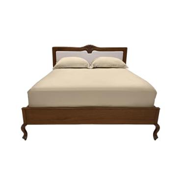 Imagem de Jogo de Cama Casal Padrão Percal 400 Fios 100% Algodão Egípcios 03 Peças Ruth Sanches Toque Premium Extra Macio – Bege