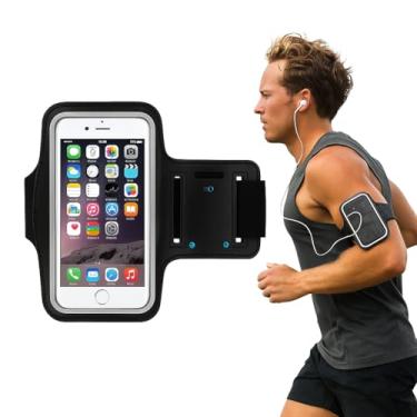 Imagem de Braçadeira Porta Celular para Corrida e Academia, Ajustável, Compatível até 5.5", Preto, Leve e Resistente