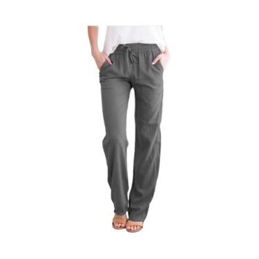 Imagem de Calça Feminina Soltinha de Algodão e Cânhamo - Perfeita para Primavera