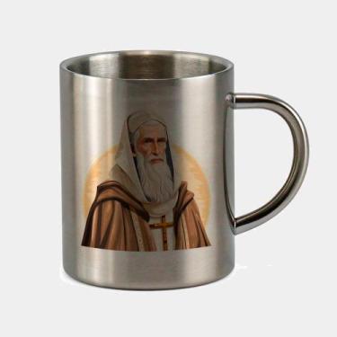 Imagem de Caneca de Inox Premium Prateada 400ml Santo Sao Bento Igreja Catolica 