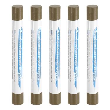 Imagem de HARFINGTON 5 peças de bastões de enchimento de madeira, cera de madeira, retoque de móveis, gizes de cera para reparo de móveis, madeira, romântico