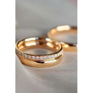 Imagem de Par de alianças em Ouro 18k com pedraria - Closet Joias, 10 a 33