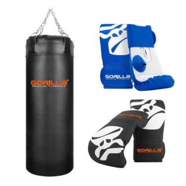 Imagem de Kit Família Saco De Pancada Boxe 70 cm + Luva Pro Adulta + Luva Infant