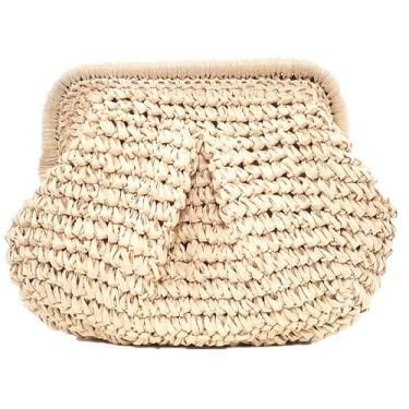 Imagem de DIHKLCIO Bolsas clutch de palha para mulheres verão praia bolsa de tecido 2025 bolsa bolsa bolsa de mão transversal, Caqui