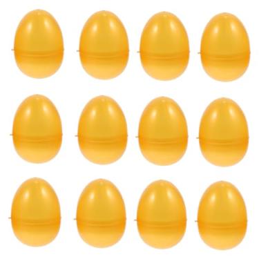 Imagem de ERINGOGO 12pcs Fillable Golden Plastic Eggs for Party Decorations Reusable DIY Present Capsules Easy Snap Open Close for Fun Events