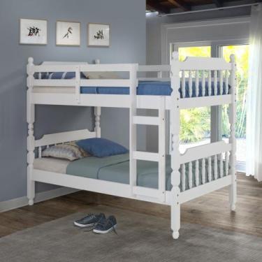 Imagem de Beliche Torneado em Madeira Maciça Mv Outlet, Branco