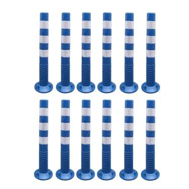 Imagem de Delineador de tráfego, poste de trânsito, cones de segurança laranja, postes portáteis com base, cones de barreira com faixas refletivas/azul + branco/pacote com 12