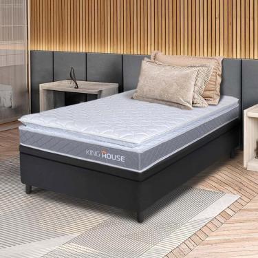 Imagem de Conjunto Box Baú Preto Durban Cinza Espuma D28 Solteiro 88x188x64 - King House