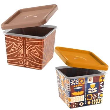 Imagem de Conjunto Pote Quadrado Metalico 850ML Organizador Hérmetico Cozinha Kit 2