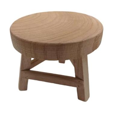 Imagem de Ioensy Banco de madeira para vaso de plantas e flores, suporte de exposição, bandeja para plantador, estilo fazenda, redondo, para escritório e jardim