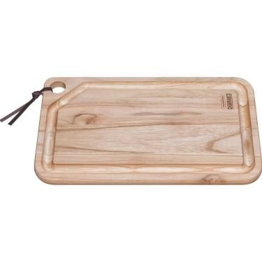 Imagem de Tábua Para Churrasco Retangular Em Madeira Teca Com Acabamento Natural 49 X 28 Cm
