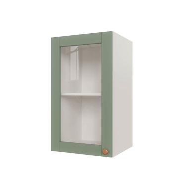 Imagem de Armário Aéreo 1 Portas 40cm Com Porta De Vidro Arizona Cabecasa Madeiramadeira Branco/menta