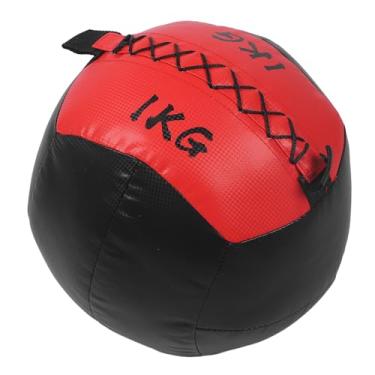 Imagem de Bola de Parede Ponderada 1 Kg Premium PU Couro Exercício Fitness Weight Ball para Treinamento Muscular do Núcleo Em Casa ou Academia (Vermelho preto)