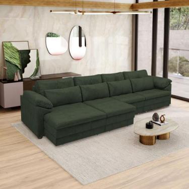 Imagem de Sofá Retrátil Manual Sala de Estar Nolan Bipartido 339cm Conforto Prem