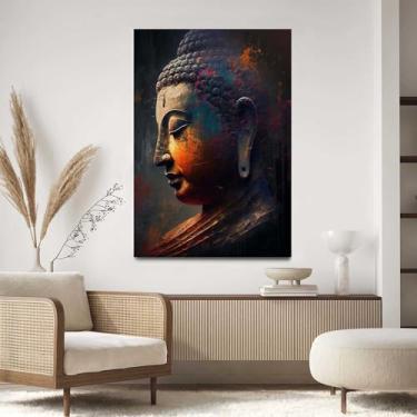 Imagem de Quadro Decorativo Para Sala Quarto Hall 90x60 Jesus Perfil Preto e Branco