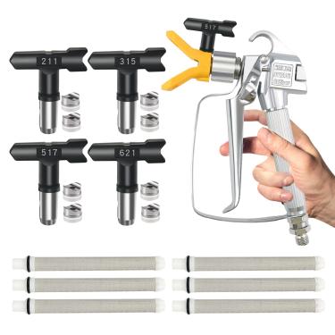 Imagem de TUDUD Pistola De Pintura Sem Ar Com Protetor Ponta E 4 Pontas Reversíveis, 6 Filtros, Acessórios Para Pulverizador Máquina Pulverização (211, 315, 517, 621)