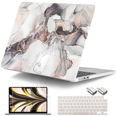 Imagem de DONGKE Para Macbook Air 13,6" Case 2025 2024-2022 A3240 A3113 A2681 M4 M3 M2 Chip Touch Id, Capa Rígida De Plástico E Teclado Adaptador Tipo C 13" M4, Mármore Cinza
