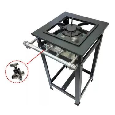 Imagem de Fogão Industrial Baixa Pressão 1 Boca Queimador Duplo Perfil 5 Grelha 