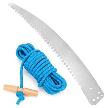 Imagem de Lâmina de serra de vara de 38 cm e corda de podador de árvore de 6 m para poda extensível Fiskars, kit de substituição manual de corte de árvores para Fiskars, incluindo lâmina de cortador de galhos e
