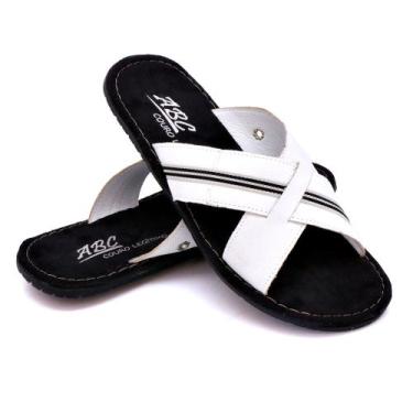 Imagem de Chinelo Sandália Masculino Antesstres Couro 800 - ABC, Branco, 41