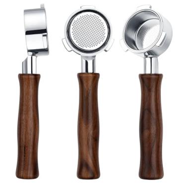 Imagem de Normcore Filtro portátil de 3 orelhas de 51 mm para DeLonghi Dedica, máquinas SMEG EUPA, filtro de café expresso sem fundo com cesta de 18 g, alça de nogueira americana genuína