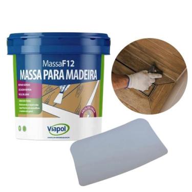 Imagem de Massa F12 Calafetar Madeira 1,65kg Viapol + Espátula Celuloide, Ipê