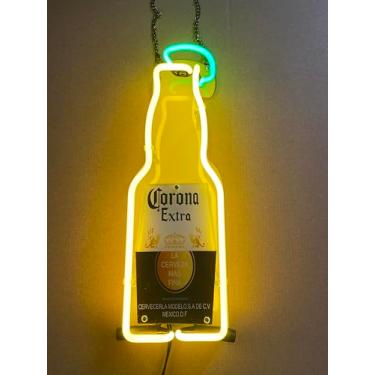 Imagem de Unkaoalm Letreiros De Neon Coronas Garrafa Cerveja Extra 14'' Acrílico Leve Caverna Do Homem Bar Decoração Festa Para Sala Estar Arte Artesanal Presentes Parede