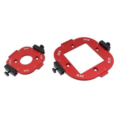 Imagem de Tsnamay 2 peças de gabarito de corte circular de raio de canto redondo de liga de alumínio para carpintaria R10/R15/R20/R25/R30/R35/R40/R50, vermelho