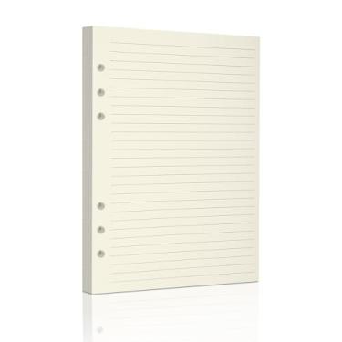 Imagem de Mafegu Refil pautado A5 para fichário de 6 anéis, papel de enchimento de folhas soltas, 80 folhas/160 páginas, forrado