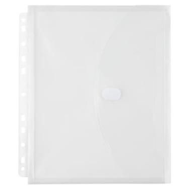 Imagem de JAM PAPER Envelopes de plástico de 3 furos com fecho de gancho e laço - Folheto de carta - 22,5 x 27,5 cm com expansão de 3,5 cm - Transparente - Pacote com 12/