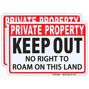Imagem de Placa de metal Keep Out Signs de propriedade privada 25 x 35 cm, alumínio sem ferrugem, impressão de tinta UV, uso interno ou externo para quarto (pacote com 2)