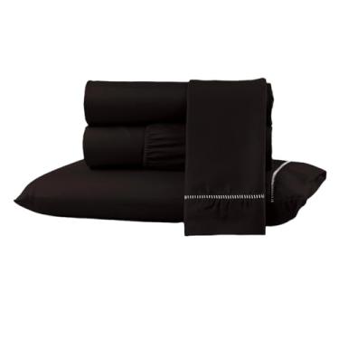 Imagem de Kit Jogo Lençol Cama Box Casal Queen 400 fios Micropercal 03 Peças Ponto Palito (TABACO, SOLTEIRO)