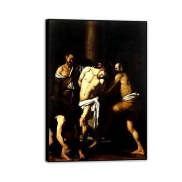 Imagem de A Flagelação de Cristo por Caravagio Impressão em tela arte de parede famosa reprodução de pintura barroca impressão perfeita para decoração de casa ou escritório 55 x 40 cm (22 x 16 polegadas)