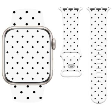 Imagem de Watbro Pulseira moderna de relógio estética de bolinhas compatível com Apple Watch de 38 mm, 40 mm, 41 mm, 42 mm, 44 mm, 45 mm, 49 mm, feminina, masculina, design fofo de silicone macio para Apple