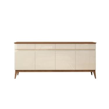 Imagem de Buffet Balcão MG 1.90m 4 Portas Estilo Retrô Cor Off White / Nogueira 