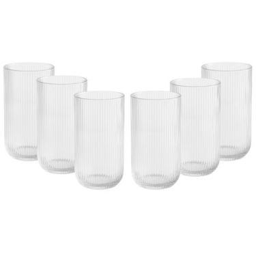 Imagem de Kit 6 Copos Vidro Grosso Canelado 450ml Sucos Smoothie Vitamina - Dona