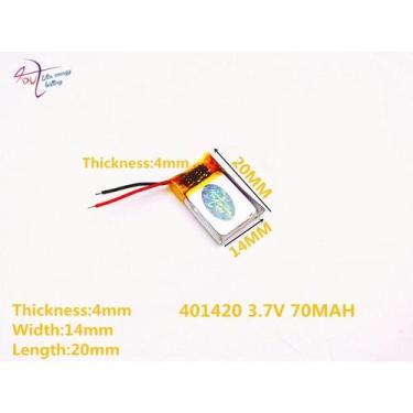 Imagem de Bateria 70 Mah 3,7v 2 Fios 4mm X 14mm X 20mm 401420 - bgb