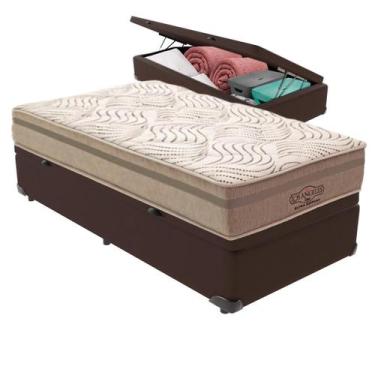 Imagem de Cama Box Baú Colchão Los Angeles Molas V-tech 78x188x28, Marrom