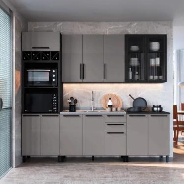 Imagem de Cozinha Modulada Completa 5 Peças Indekes Isa, Chumbo e Titânio
