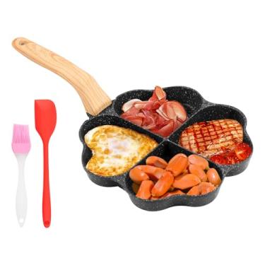 Imagem de Frigideira de ovo antiaderente para 4 xícaras, frigideira de omelete de liga de alumínio, prato de aquecimento uniforme para sanduíches de hambúrguer de panqueca, adequada para fogão a gás e panelas