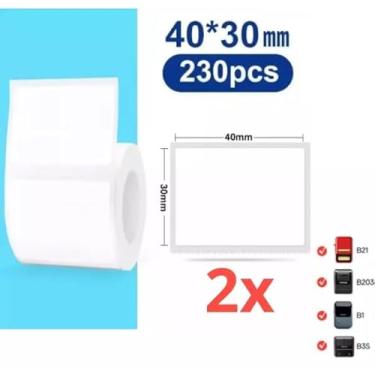 Imagem de Kit 2 Rolos Etiquetas Adesiva 40x30 Niimbot B21 B1-460etiq