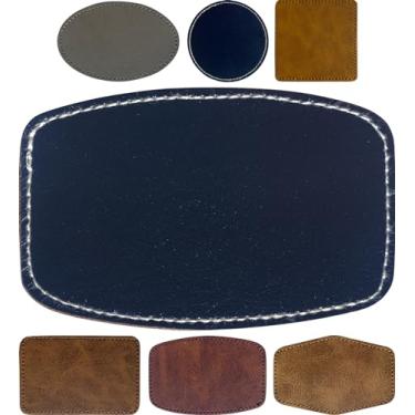 Imagem de Couro retangular curvo preto, remendos de couro/lençóis com adesivo para passar a ferro, gravação a laser, impressão UV, bonés de beisebol, bonés de caminhão, gorro, folhas de couro Fedora Heat Press