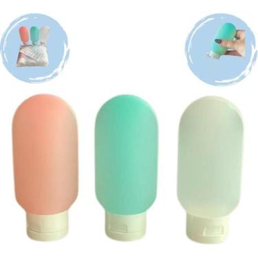 Imagem de Kit 3 Frascos Reutilizáveis 60ml Viagem Shampoo Sabonete - MinutoBaby