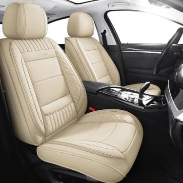 Imagem de Chezope Conjunto de pares dianteiros capas de assento de carro de couro - capa de assento de proteção automotiva durável impermeável ajuste universal para a maioria dos carros, SUVs, sedãs e caminhões