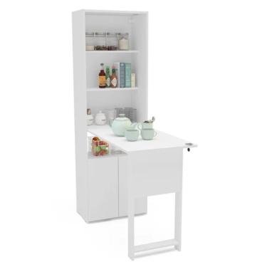 Imagem de Armário Multiuso Com Mesa Retrátil 2 Portas Herval Branco 53cm