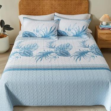 Imagem de OARAGE Conjunto de cama queen azul celeste, conjunto de edredom de casal com edredom macio, leve e macio, colcha de cama de microfibra ultrassônica para todas as estações (1 colcha, 2 fronhas)