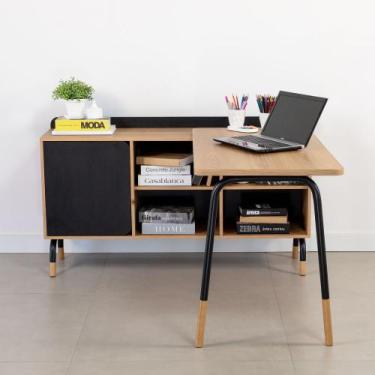 Imagem de Mesa Escrivaninha 136cm Balcão 1 Gaveta 1 Porta 136cm Home Office Work